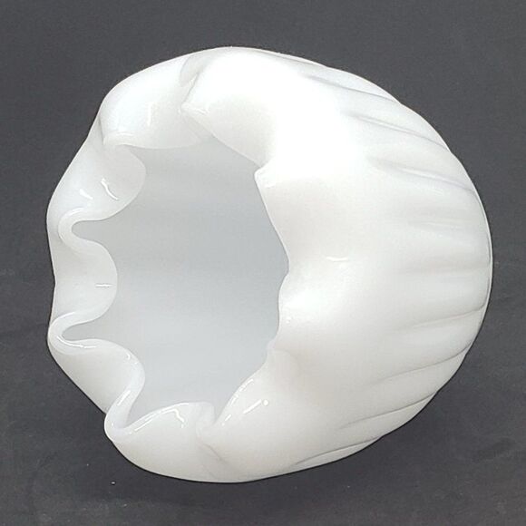 Translucent Milk Glass Rose Bowl with Ruffled Edge - Picture 5 of 7